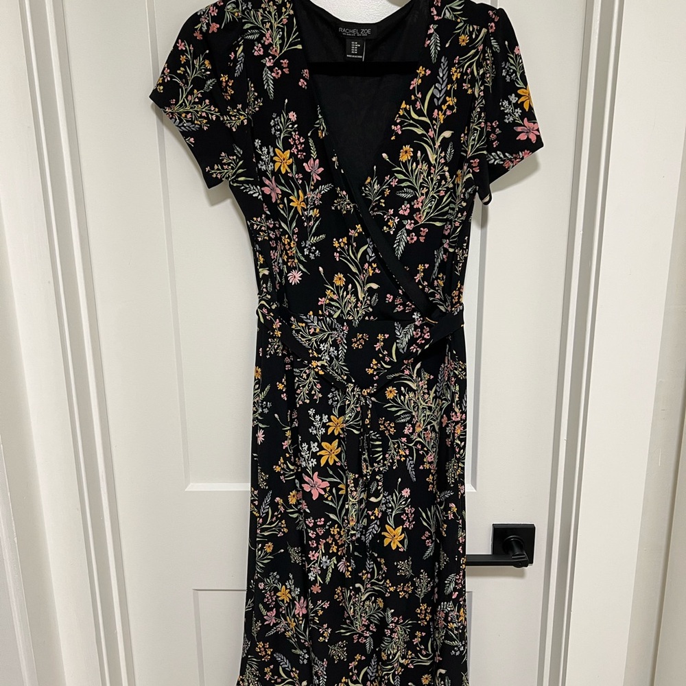 Rachel Zoe Black Floral Midi Dress